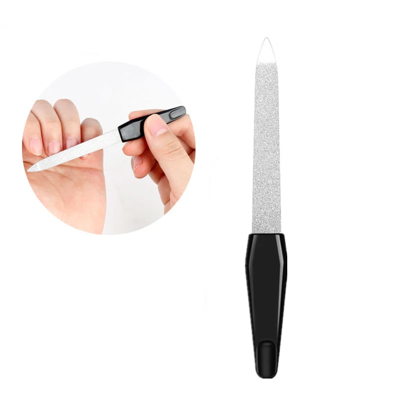 Manicure Pedicure Scrub Nail Arts Tools Thick Professional Stainless Steel Nail File Buffer Metal Double Side Grinding Rod