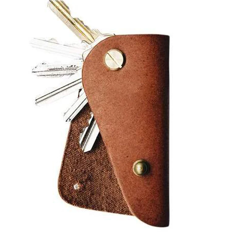 Leather Remote Auto Key Holder Organizer RFID Smart Car Key Case Cover For Any Brand Car