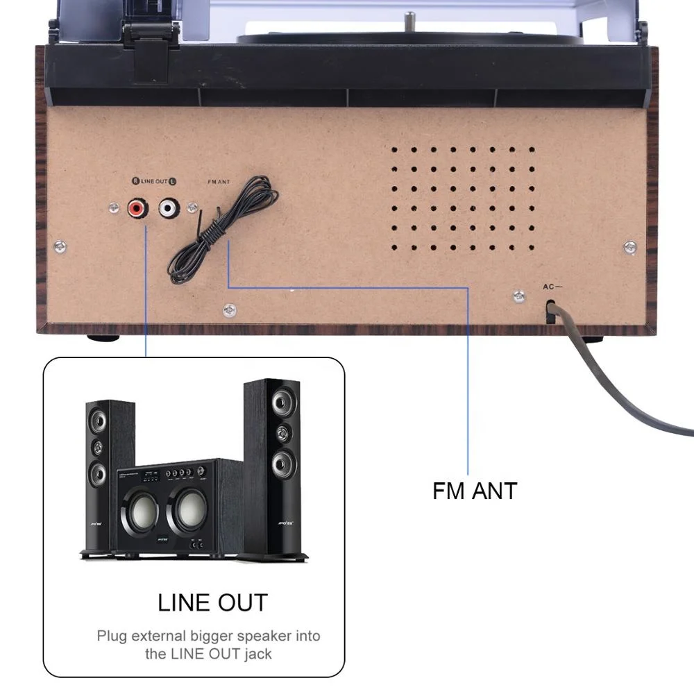 Лидер продаж 2020, Заводская поставка, многофункциональный ретро Граммофон, проигрыватель пластинок с кодировкой CD USB кассеты