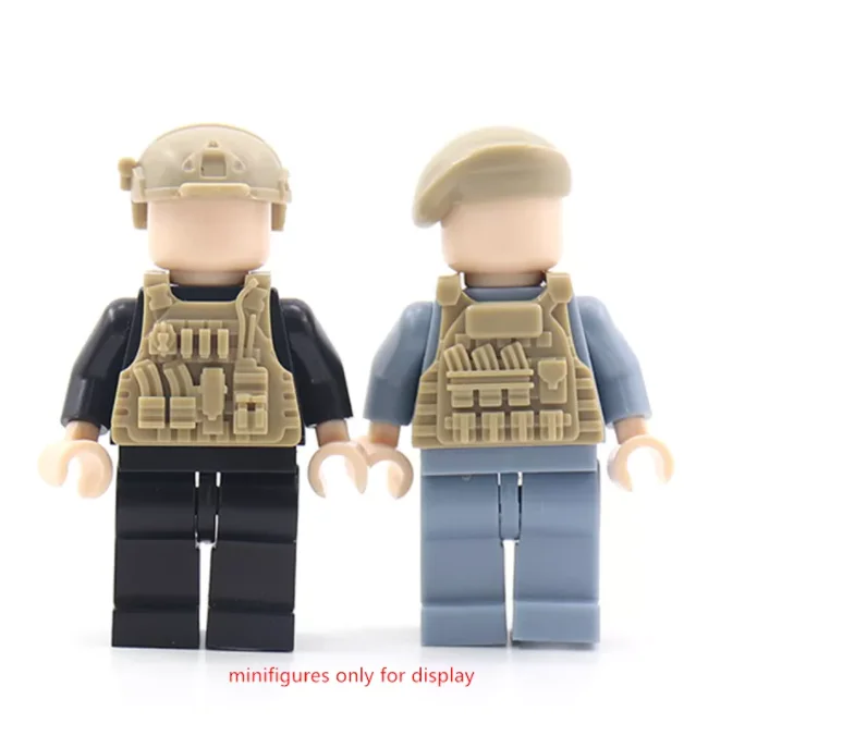 MOC Equipment Set Helmet Armor Sandbag World War II Soldier Accessories Army Military Weapon Bag ww2 Bricks Helmets