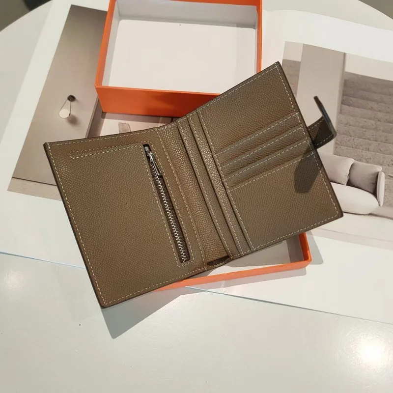 Genuine leather simple fashion female short purse brand card holder wallet for women