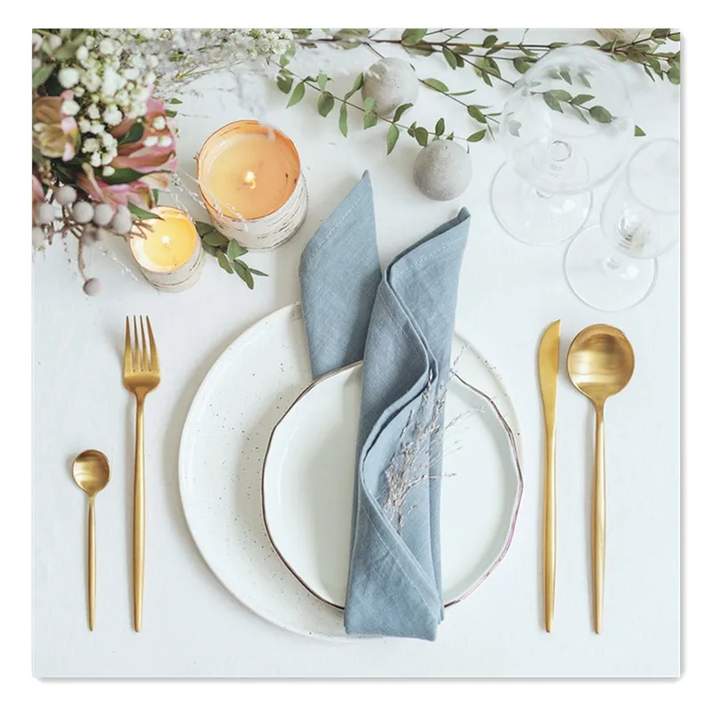 Шикарные свадебные салфетки, декоративные салфетки для праздника, салфетки с камнями, потертые пыльные синие салфетки