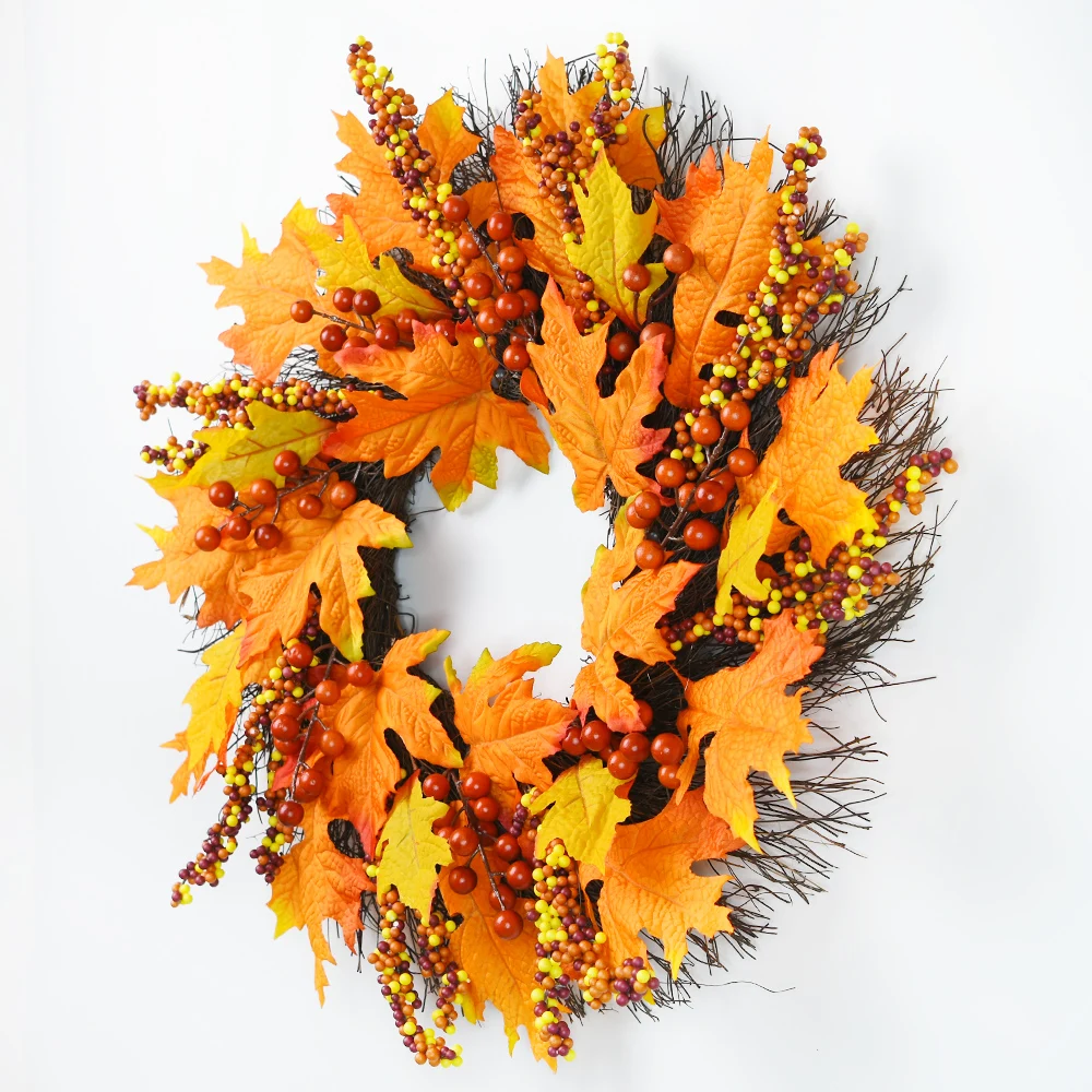 Autumn Thanksgiving wreath simulation maple leaf wreath ornament living room hanging decoration mall scene layout wreath