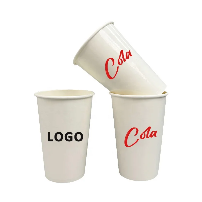 Disposable customized Recycle double coated cold drink Pepsi Cola single wall logo custom paper coffee Cups wholesale