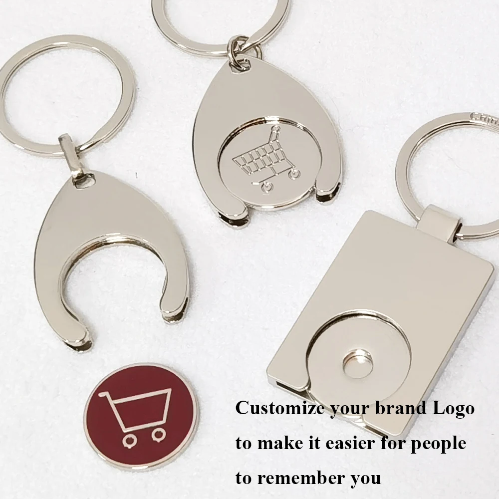 Keyring Manufacturer Wholesale Shopping Cart Trolley Keychain Shopping Trolley Coin Supermarket Custom Metal Token Key chains