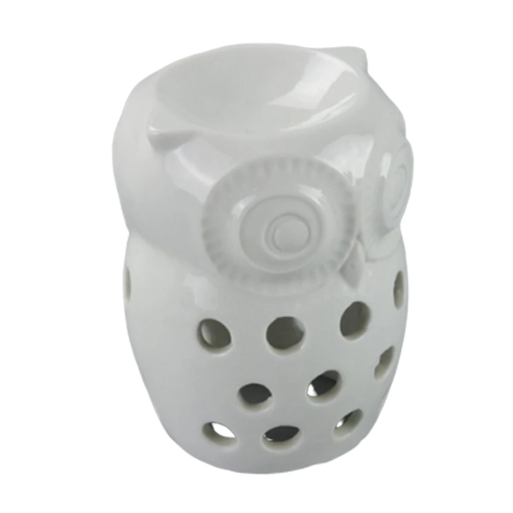 personalized white ceramic owl wax incense burner