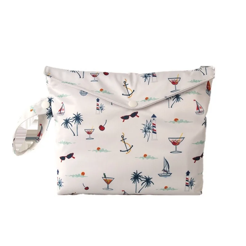 Three dimensional storage bag Open top printed waterproof bag with handle leak proof wet diaper bag