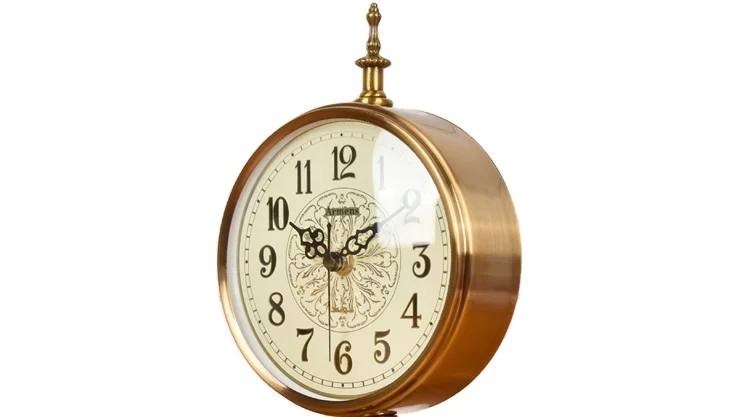 Armens European Style  Metal Copper Case Clear Crystal Glass Antique Table Clock