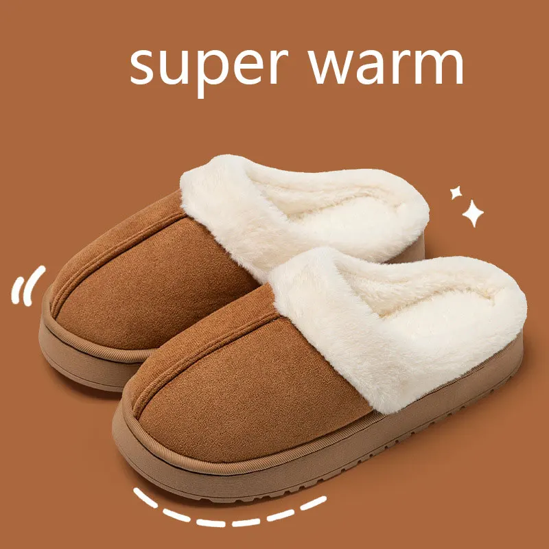 Wholesale 2024 Winter Fashion Fur Faux Sued Cotton Soft TPR Rubber Outsole Plush Fuzzy Cozy Warm Slides Slippers for women