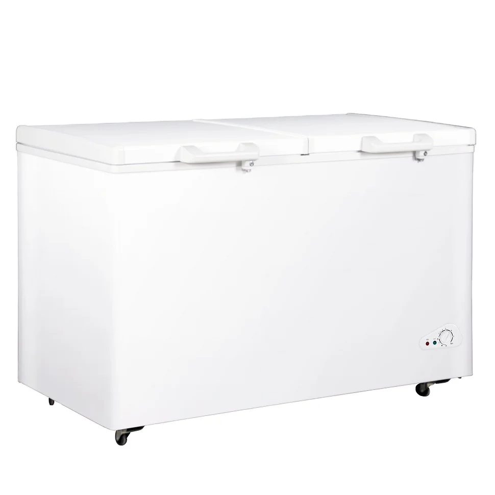 600L Customized Double Doors Top-loading Electric Manual Frost Drinks Cabinet Chest Freezer Deep Cooler Appliance