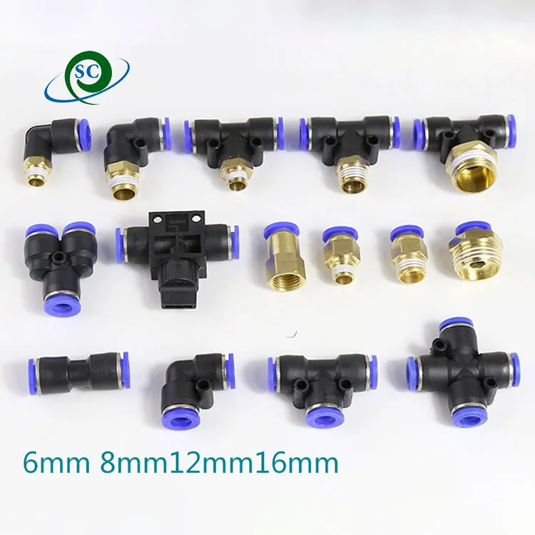 Pneumatic fittings PY/PU/PV/PE/HVFF/SA water pipes and pipe connectors direct thrust 4 to 12mm/ PU plastic hose quick couplings