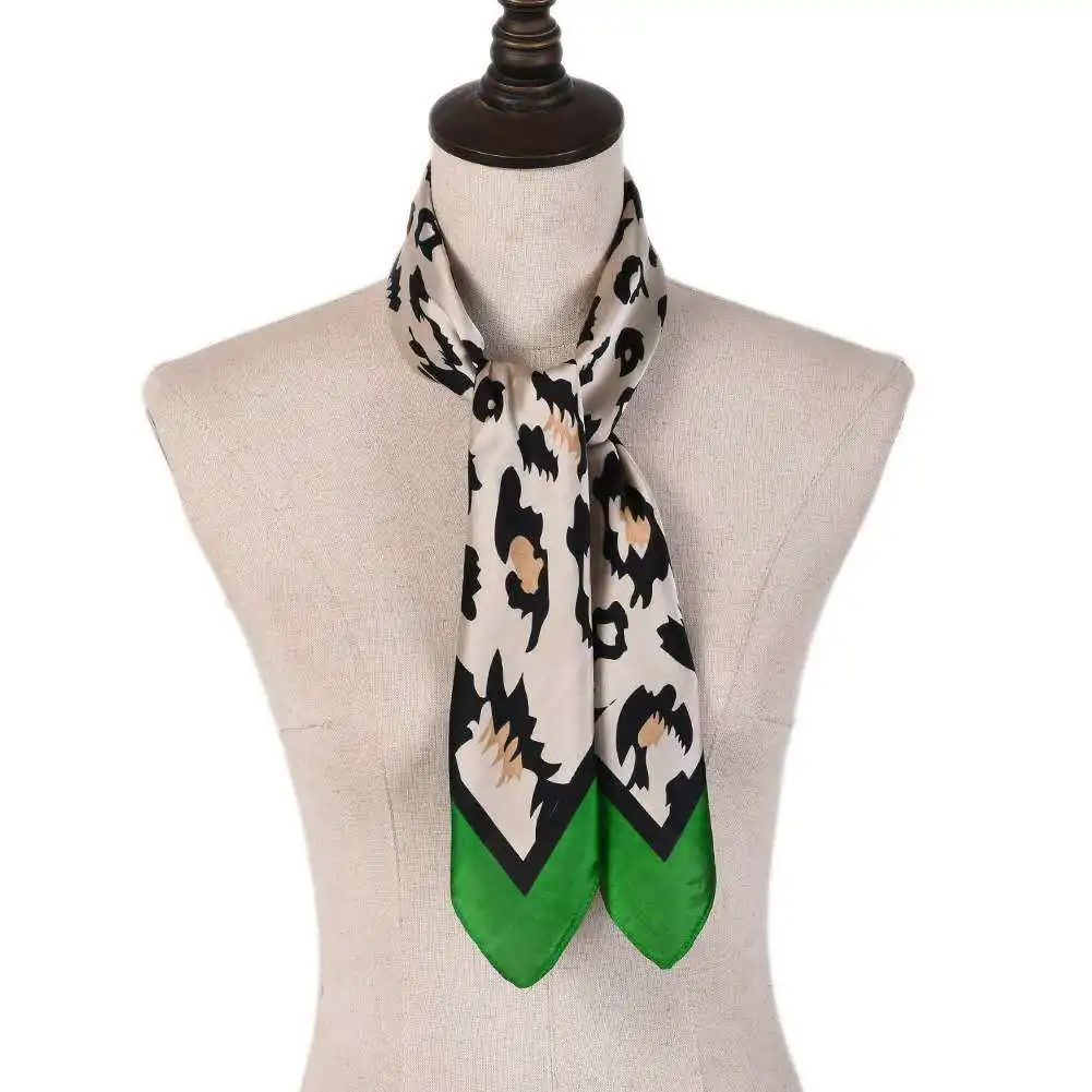 Leopard print small square Multi-usage neck scarf for women women handbag decoration towel