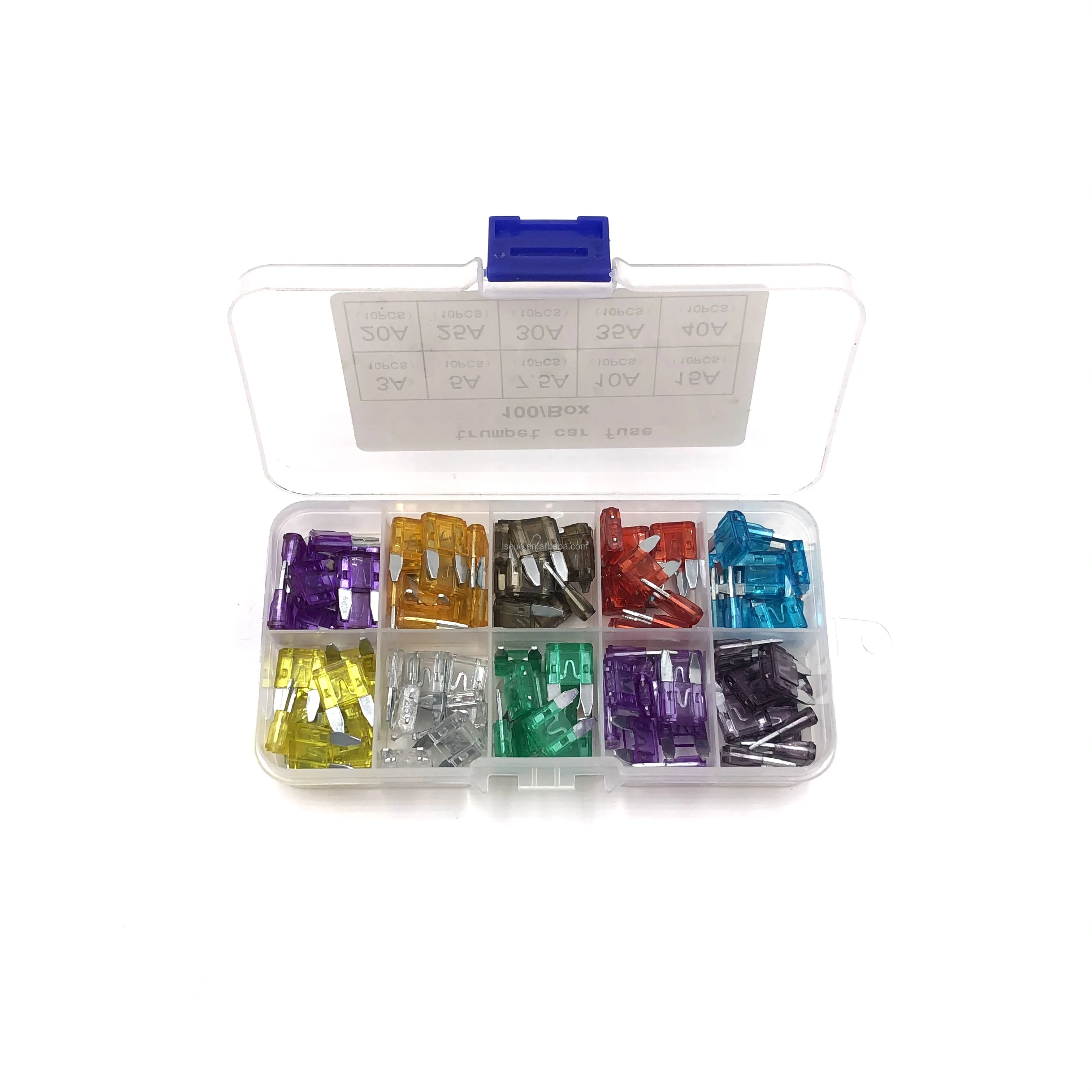 100pcs Mini 2A 3A 5A 7.5A 10A 15A 20A 25A 30A 35A Car Blade Fuses Assortment Kit