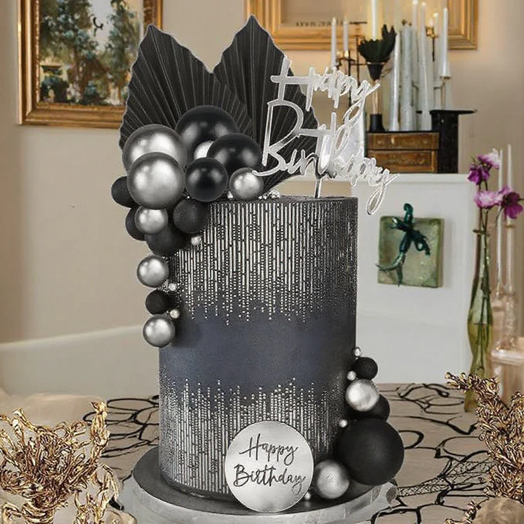 disco mirror ball  Cake Decorations Black Gold & Blue cake decorating supplies for Kids & Adults Christmas Baby Occasions