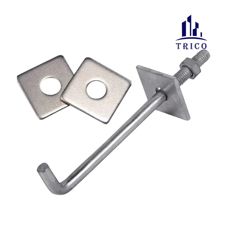 Concrete Anchor Hook Bolt With Nut & Flat Washer J Type Anchor Bolt