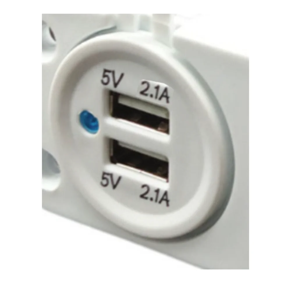 12V 24V 4.2A White Dual 2 USB Ports Fast Charging Socket Car USB Charger with LED Indicator