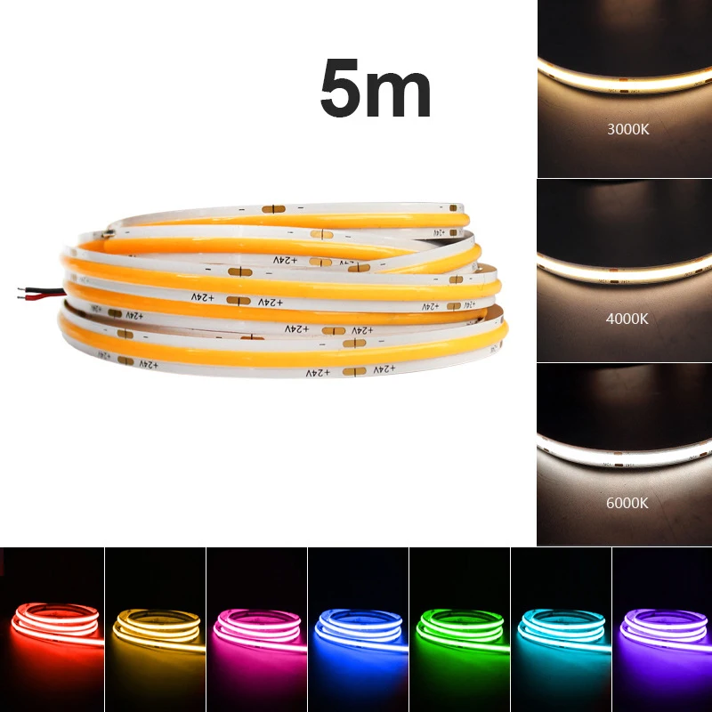 CRI 90 High Density 12V COB LED Strip 480 LEDs/m 8MM Apply For Aluminum