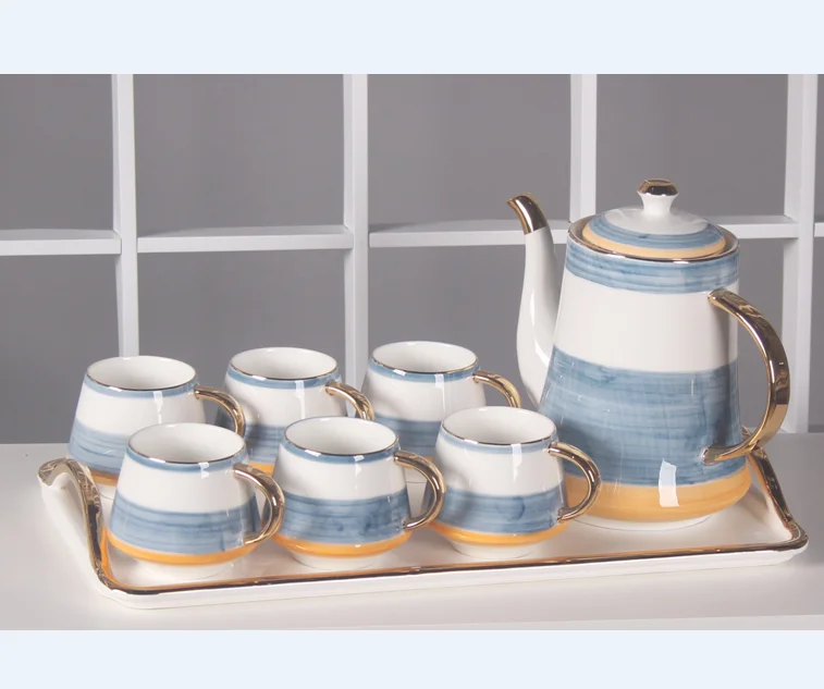 European High-End Tea Pot Set Colorful Package Tea Pots High Value Coffee & Tea Sets