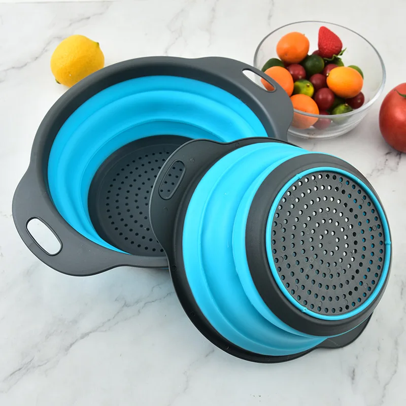 PP size round collapsible retractable drain basket filter fruit and vegetable storage fruit basket vegetable basket
