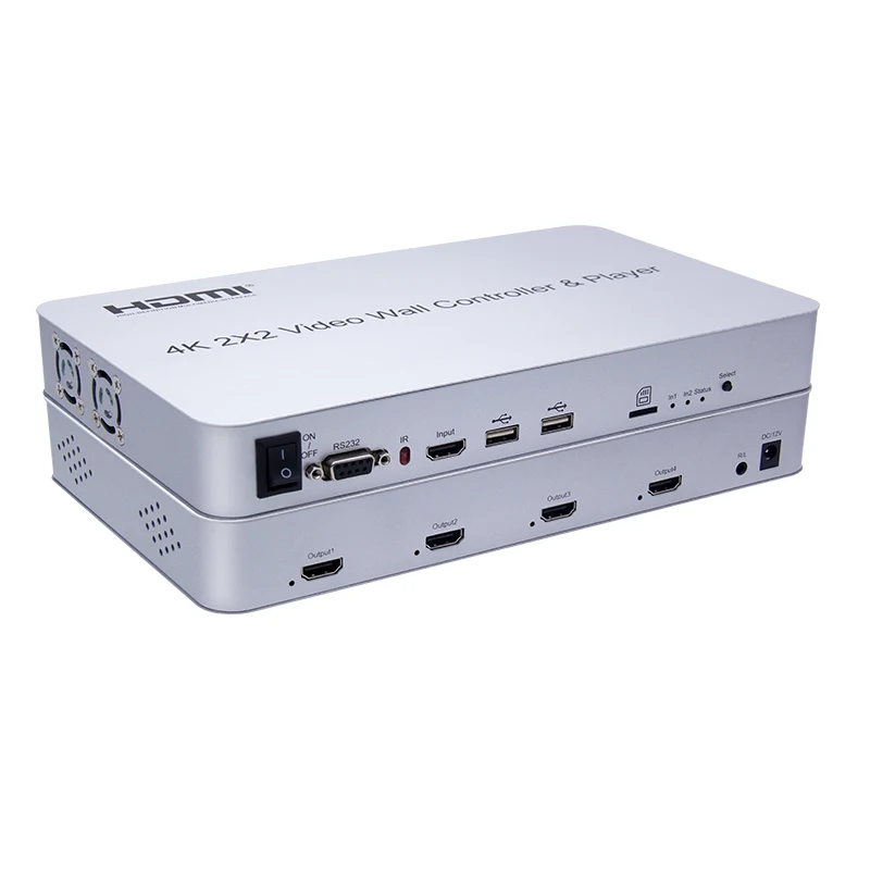 4k TV video wall controller 4TV 1X2 1X3 1X4 2x2 USB VGA audio 4k videowall processor controller
