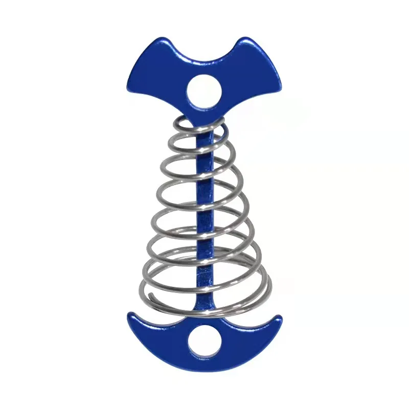 Outdoor aluminum alloy spring fishbone pegs multifunctional tent top accessories staking adjustment rope buckle tent pegs
