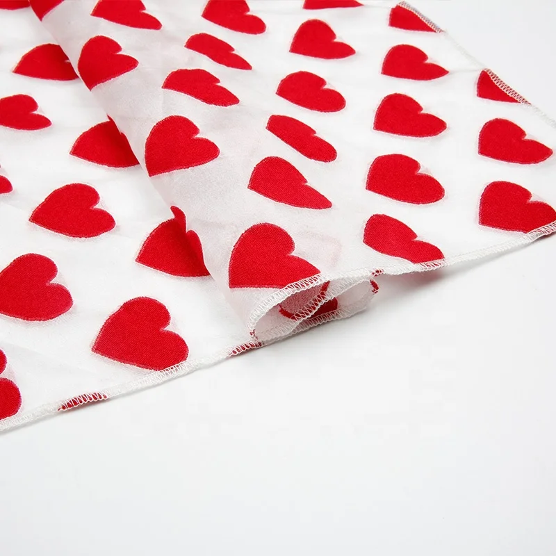 TDR1458-L China Supplier 100% Polyester Heart Embossed Clipped jacquard Fabric for Skirt Dress Fashions
