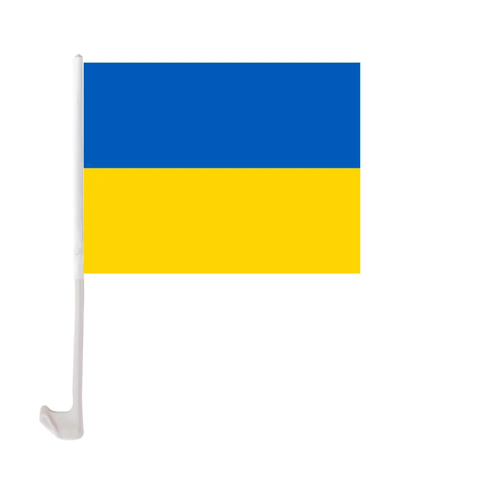 Factory Wholesale 100% Polyester Ukrainian Car Flag 30*45cm Blue Yellow Ukraine Flag For Cars