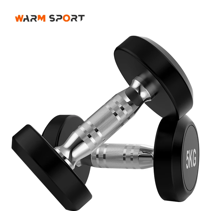 Factory Manufacture Wholesale Fitness Equipment 2.5-50 KG Cast Iron Fixed Black Rubber Round Head Dumbbell