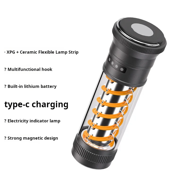 Outdoor New Multifunctional Camping Lamp High Capacity Double Helix Illumination Flashlight