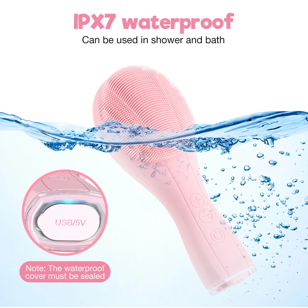 Electric Skin Massager Vibration Face Cleanser Sonic Silicone Facial Cleansing Brush