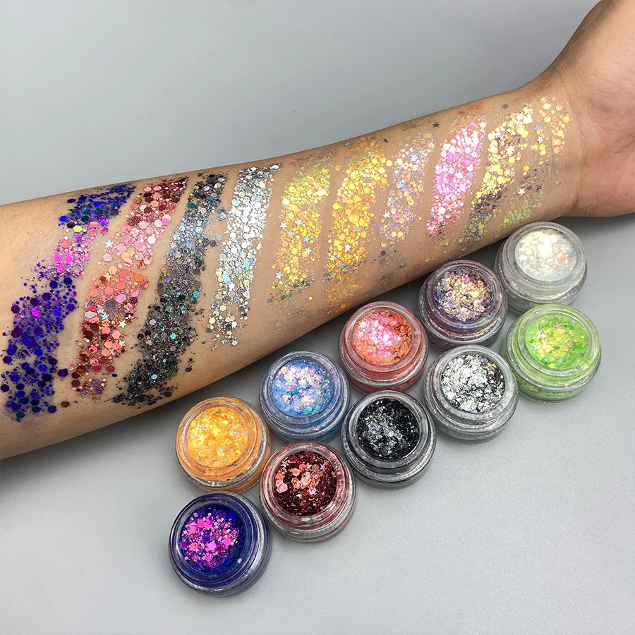MLM Cosmetics Manufacturer OEM/ODM Private Label Party Festival Multichrome Pigment Chameleon Eyeshadow Gel Glitter