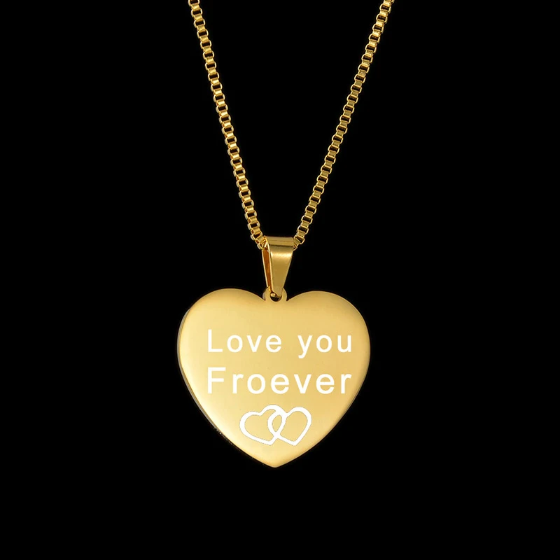 Personalized DIY Custom Logo Stainless Steel Heart Pendant Necklaces Laser Engraved Photo Love Choker Necklace Jewelry For Women