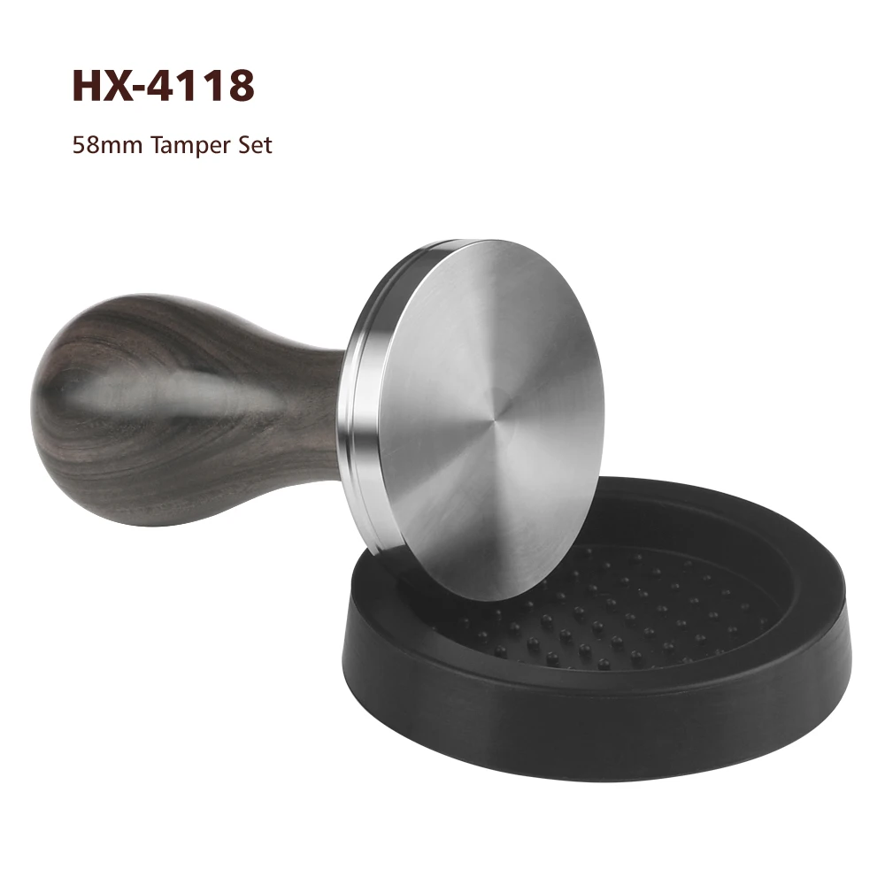 51/53/58mm 304 Stainless steel Coffee Tamper and Mat Rosewood Coffee Accessories Coffee Tampers Set