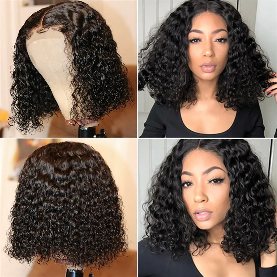 YESWIGS Raw Indian Virgin Human Hair Lace Frontal Wig for Black Women HD Full Lace Front Wig Deep Wave Curly Bob Closure Wig