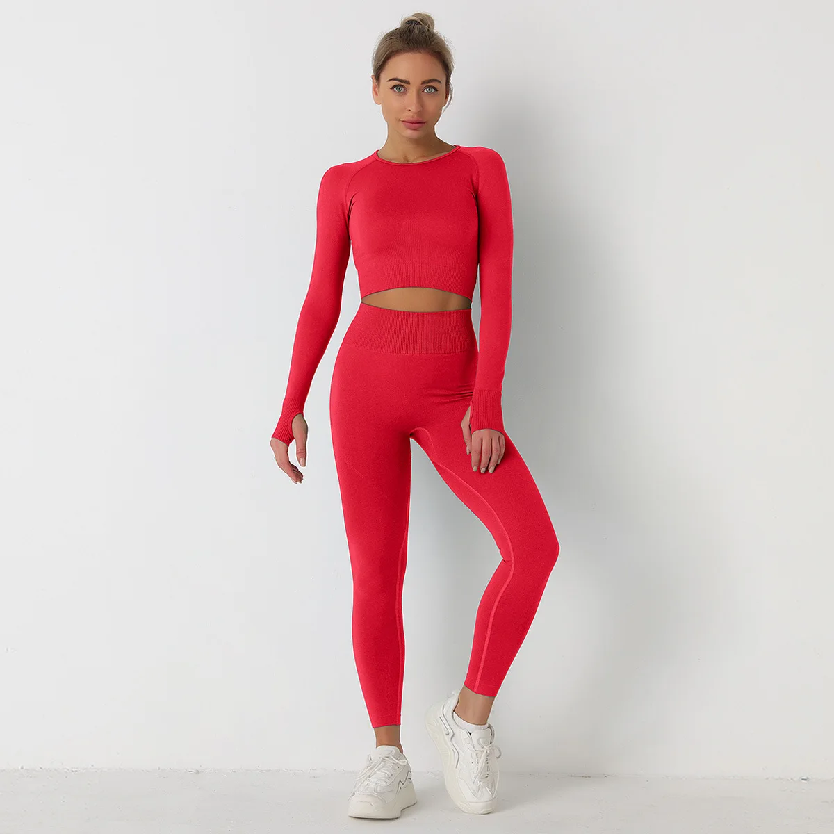 fall winter ladies two piece sportswear set for women yoga outfit women sets workout trousers push up tights for women