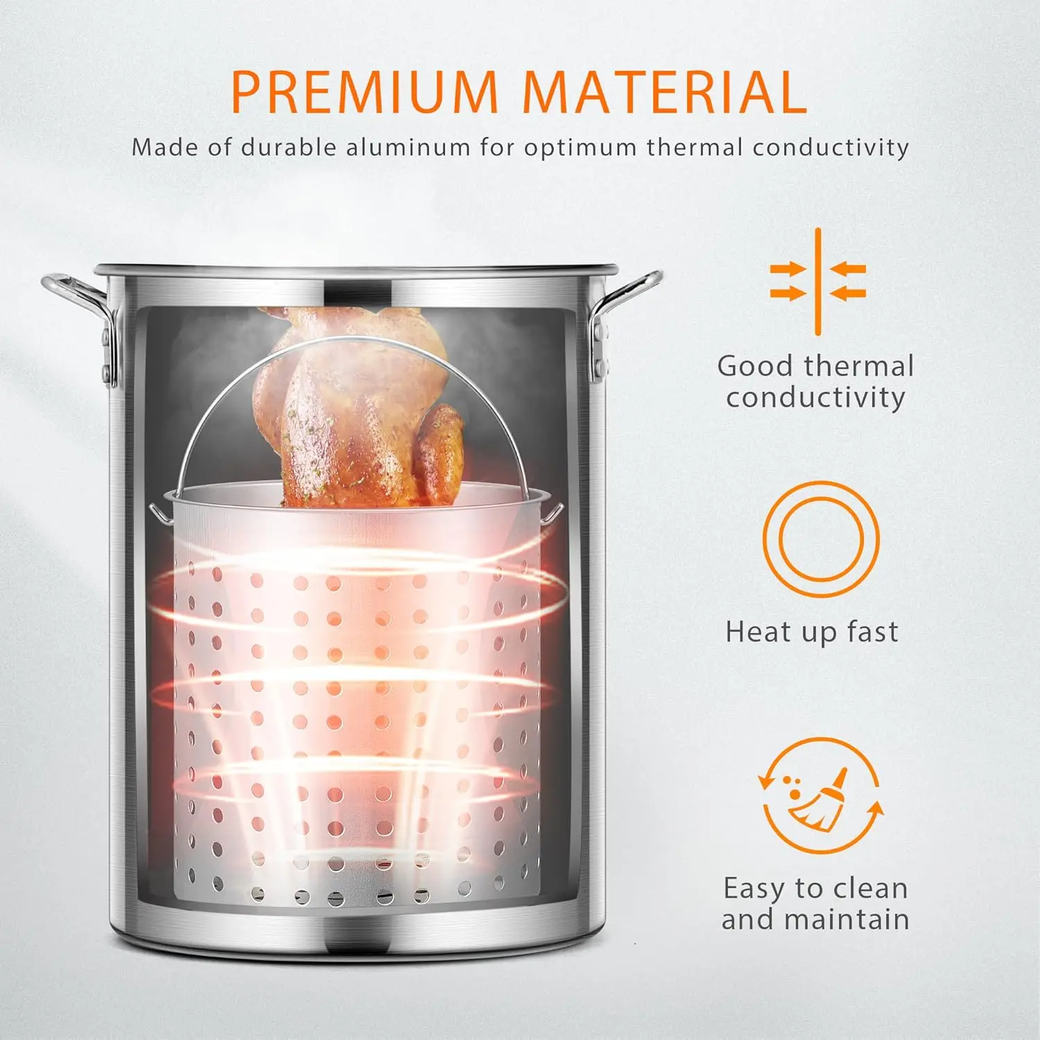 propane 30QT Turkey Fryer & 10QT Fish Fryer Kit w/ 55,000BTU Propane Stove, Outdoor Deep Fryer & Seafood Boiler Steamer