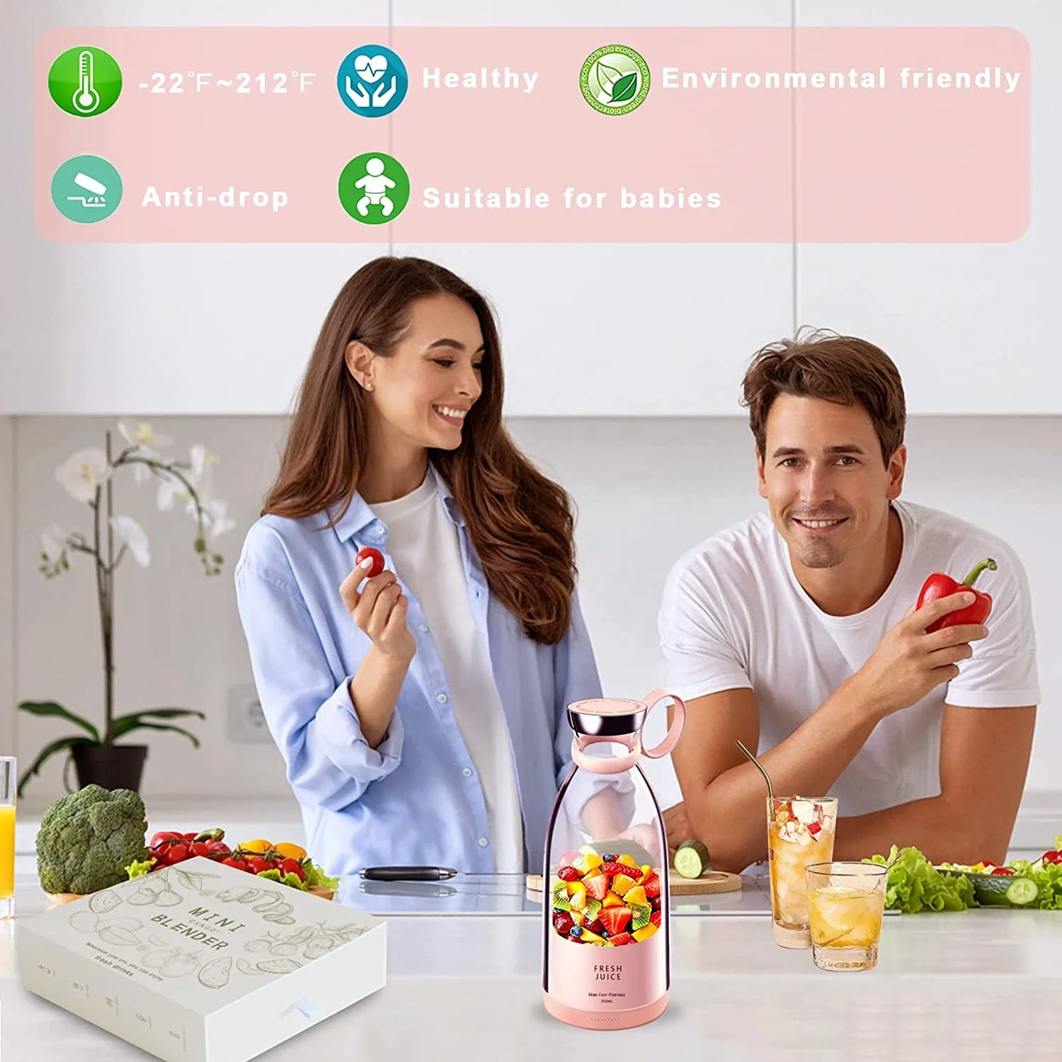 AHLC Wholesale Portable Blender 350ml Wireless Rechargeable USB Juicer Cup Fruit Mixer Smoothie Juicer Blender