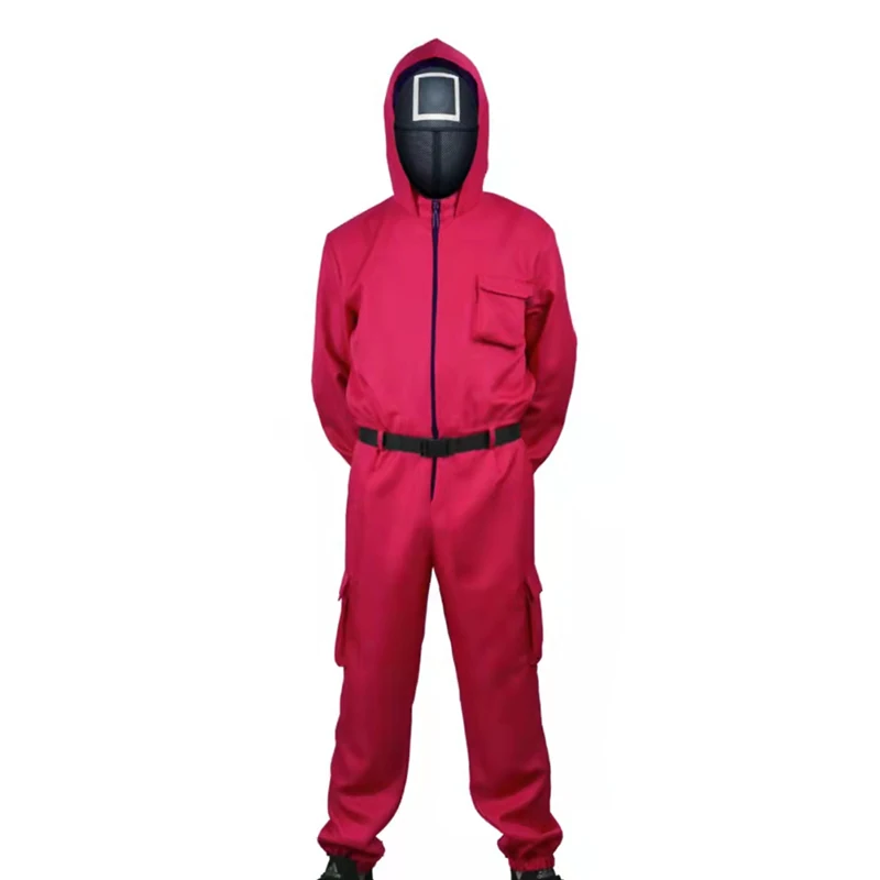 Hot Sale Korean Tv soldier Party Halloween Costumes Red Jumpsuits Squid Game set