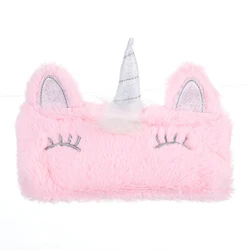 Flocking emulates fur unicorn custom school cute pencil case for girls