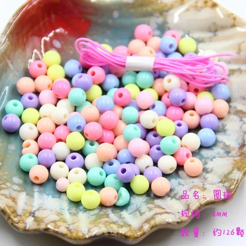 Factory Plastic Beads Acrylic Big Hole Pony Beads set DIY Kit 35 grams a pack with cord