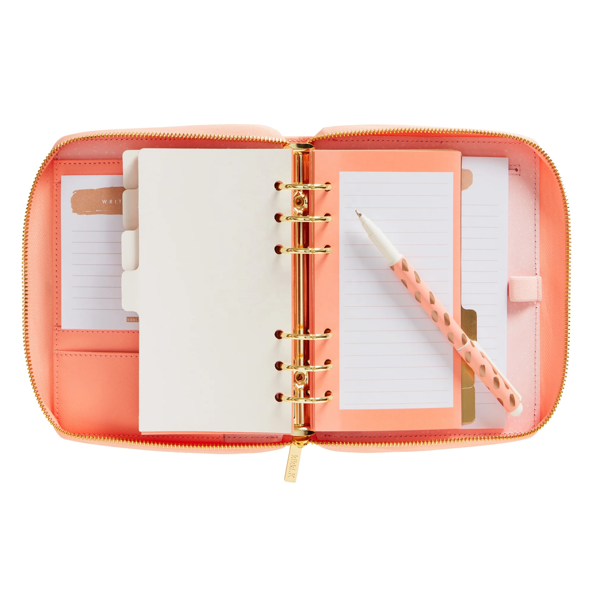 Custom Pu Leather Agenda A6 Organizer Weekly Diary Zipper Closure Organizer Agenda Card Holder Planner Leather Binders