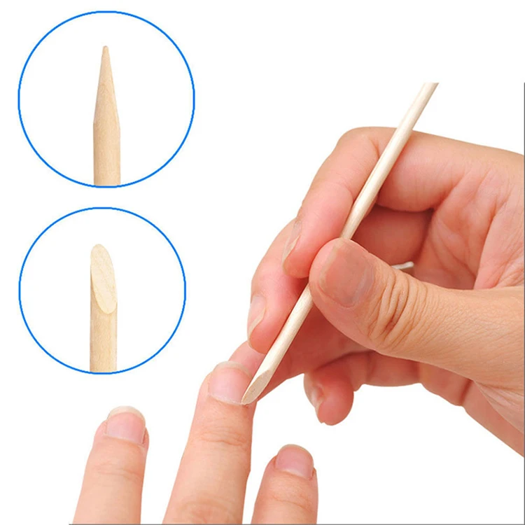 Double Headed Orange Mini Wood Stick Dead Skin Pusher Remover Nail Clean Manicure Sticks Disposable Wooden Nail Cuticle Pusher