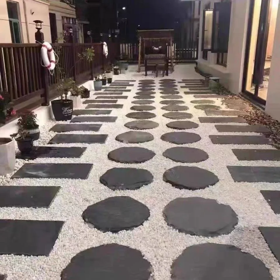 Natural grey stone square green lawn decoration SLATE non slip stepping stone