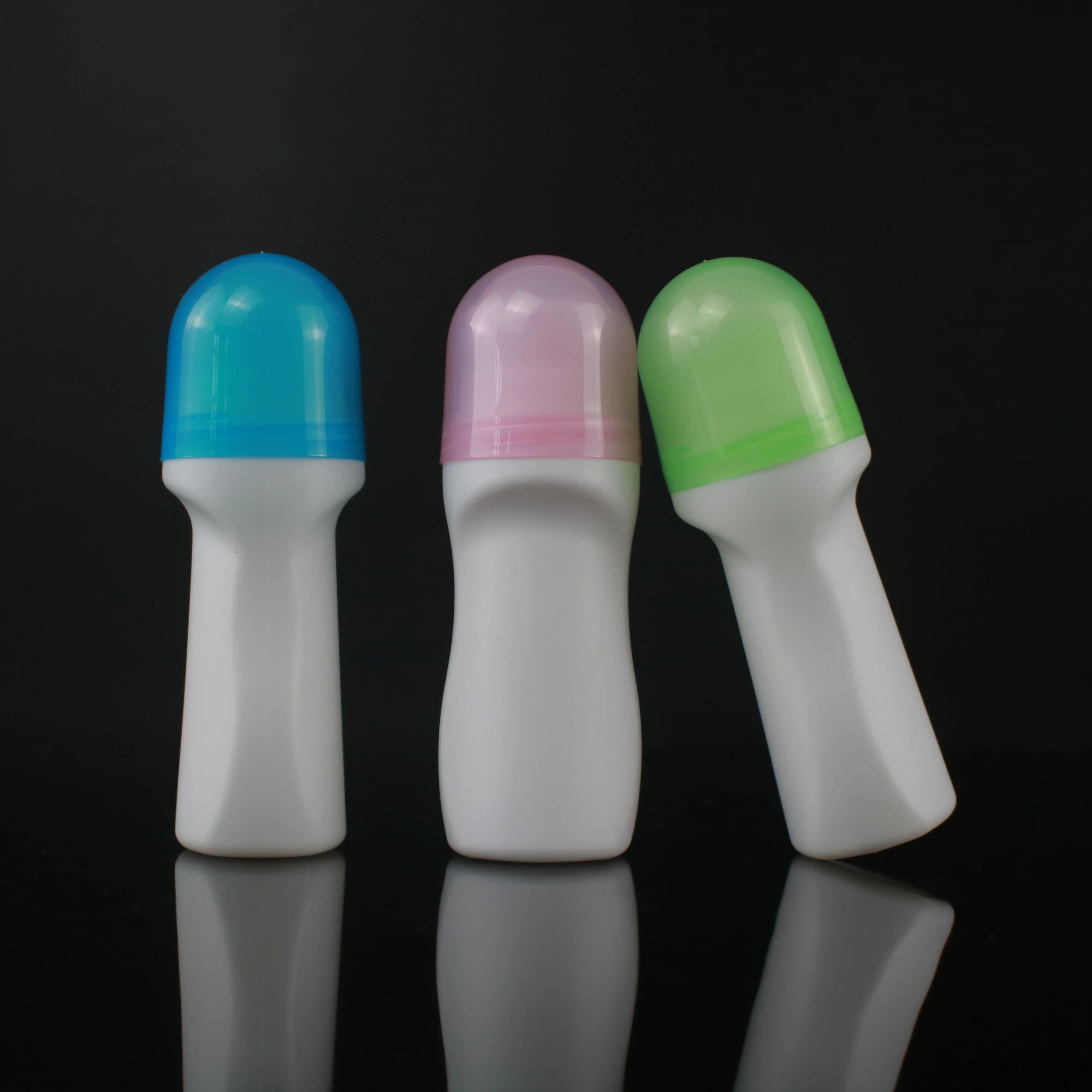 Roller Ball Deodorant Bottle HDPE Plastic 50ml Custom PE Screen Printing Roll on Personal Care HDPE Bottle / PP Cover 10000pcs