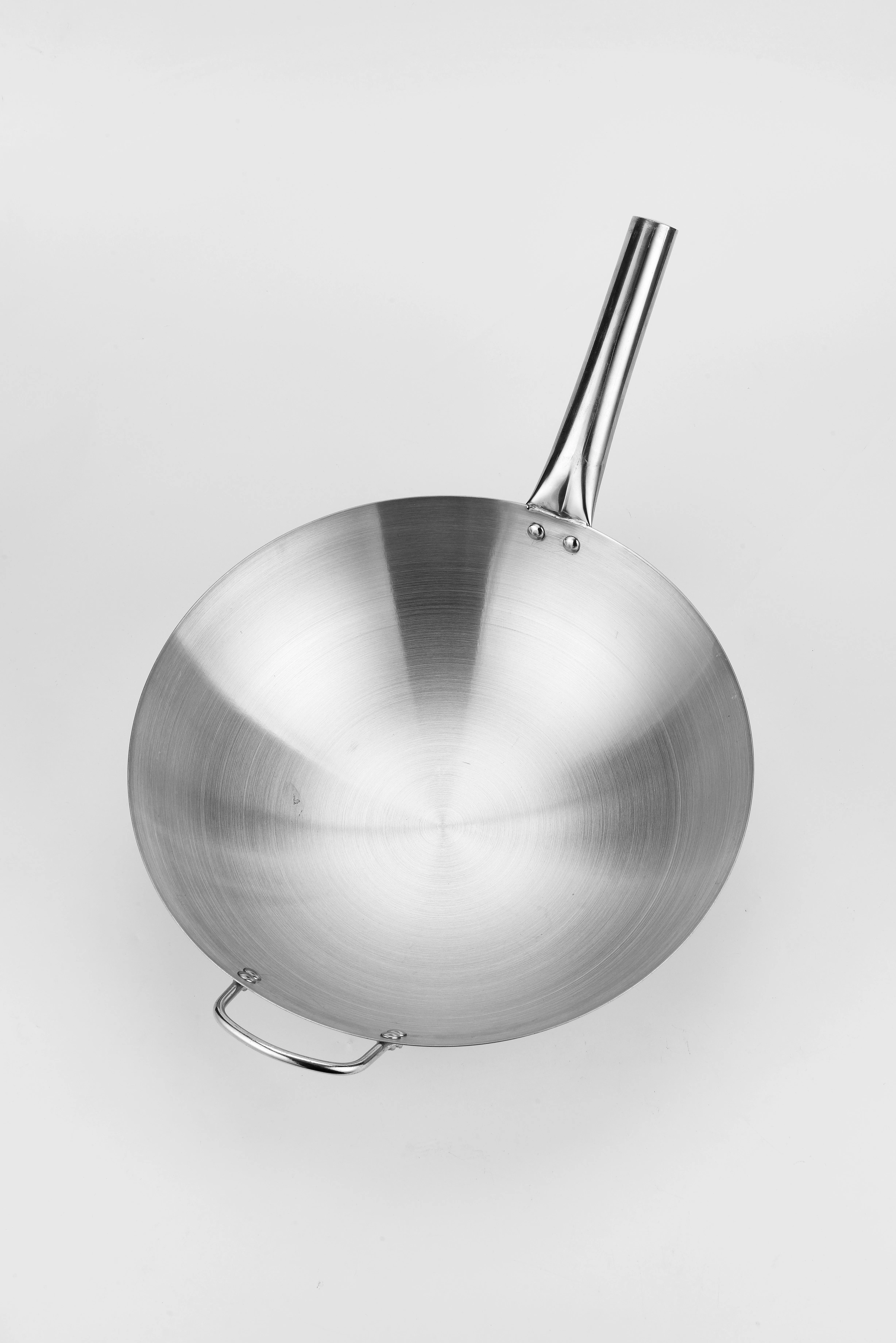 High-performance good quality round bottom carbon stainless steel wok ss fry pan