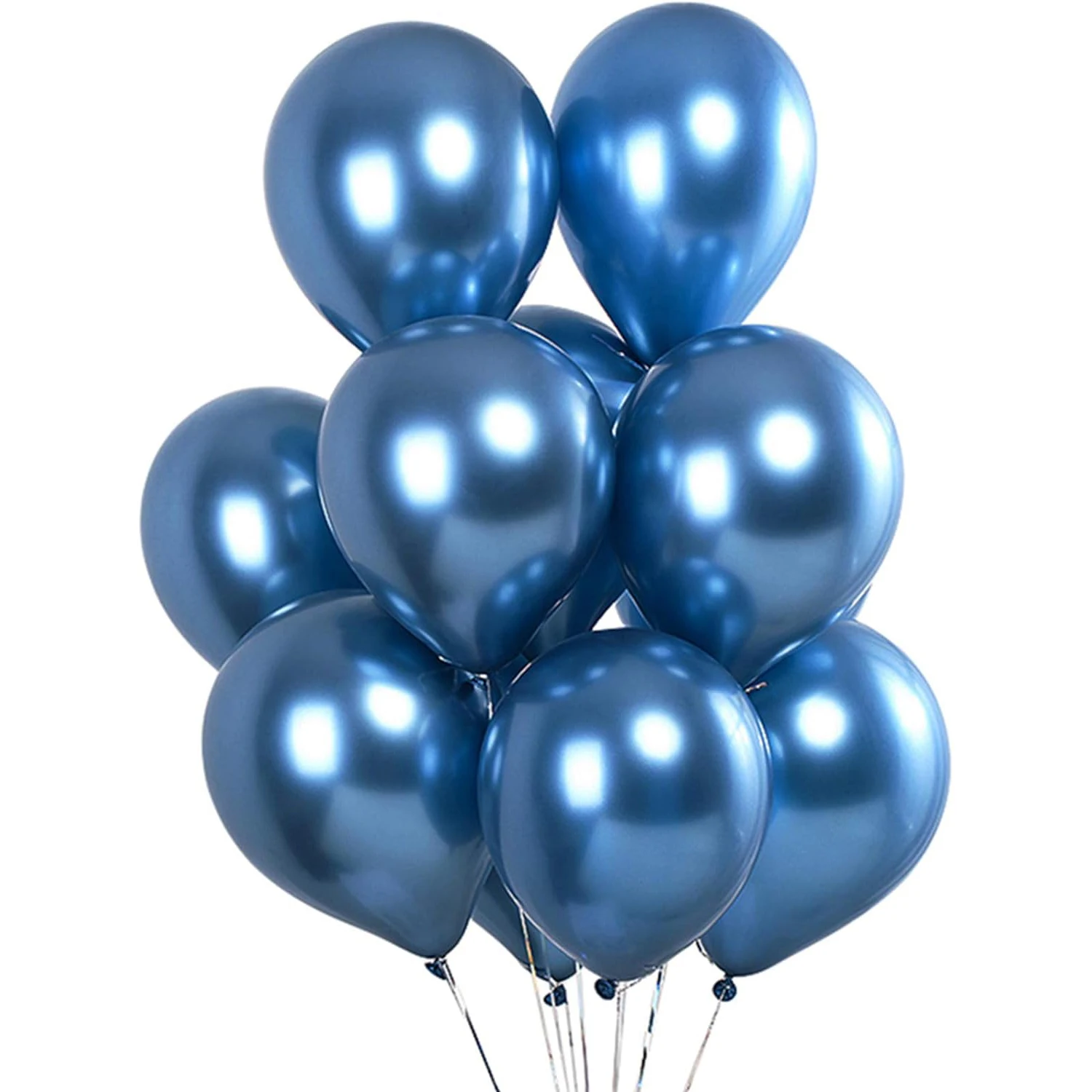 100 pcs 5 inch Solid Thick Round Helium Party Latex Metal Metalized Ballon Blue Metallic Chrome Balloon