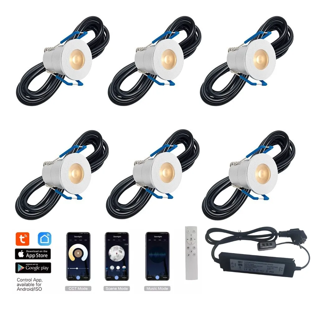 6 stuks LED set Complete LED inbouwspots 12V CCT IP65 led down light led spot set wifi Rf remote control
