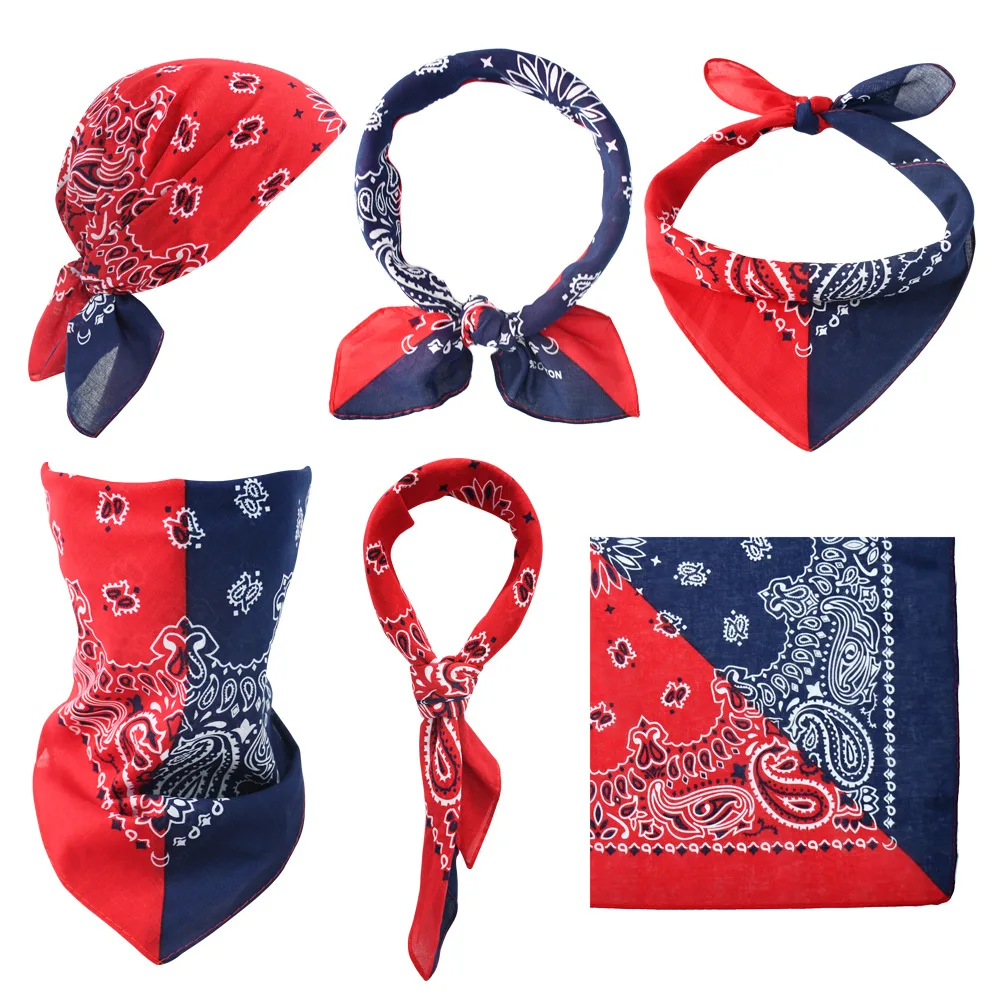 100% Cotton Customized Two Colors Multifunctional Custom Screen Printed Fashion Women Bandana