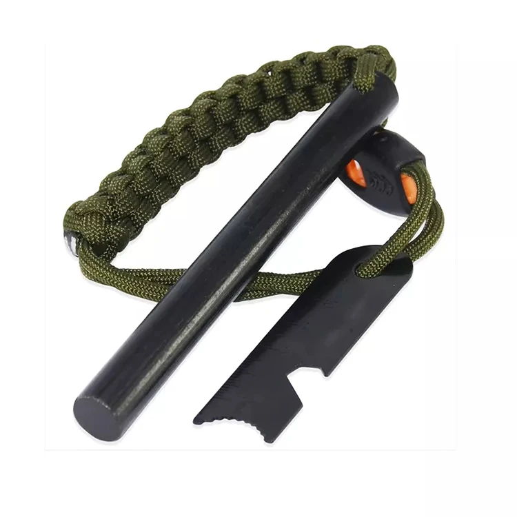 10x100mm large fire starter Emergency Magnesium Fire Starter Ferrocerium Ferro Rod with bracelet  whistle
