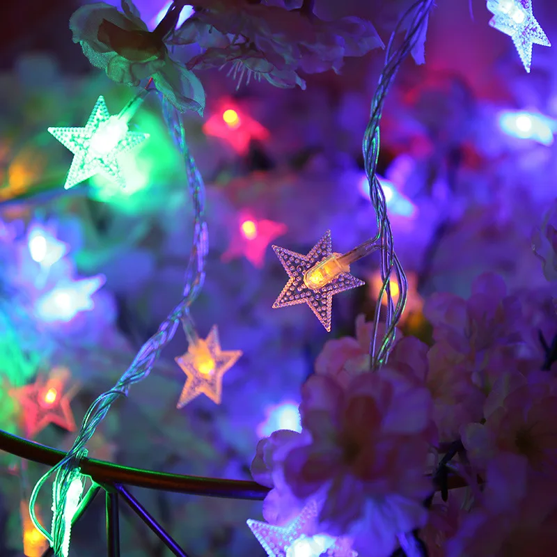 Outdoor Christmas Lights Star Shaped Led String Light Wedding Room Decoration Holiday Light 3m 20led Battery Box